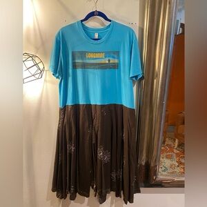 OOAK Upcycled Longmire cotton kick skirt Blue and Brown Longmire Graphic Dress